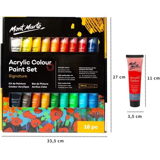 Mont Marte Acrylic Paint Set - 18 Pieces x 36 ml